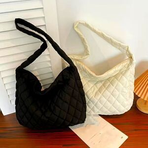 Quilted hobo bag with quilted details large capacity shoulder bags